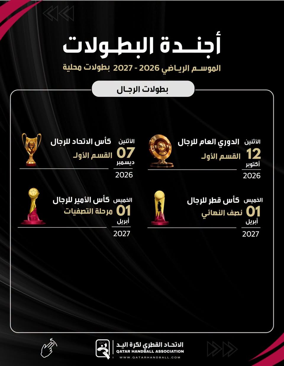 أجندة بطولات الرجال في الاتحاد القطري لكرة اليد