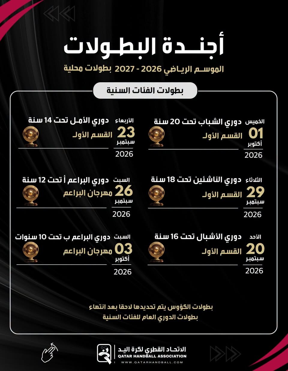 أجندة بطولات الفئات السنية في الاتحاد القطري لكرة اليد