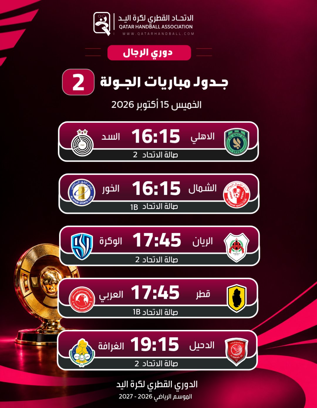 جدول مباريات الجولة الثانية